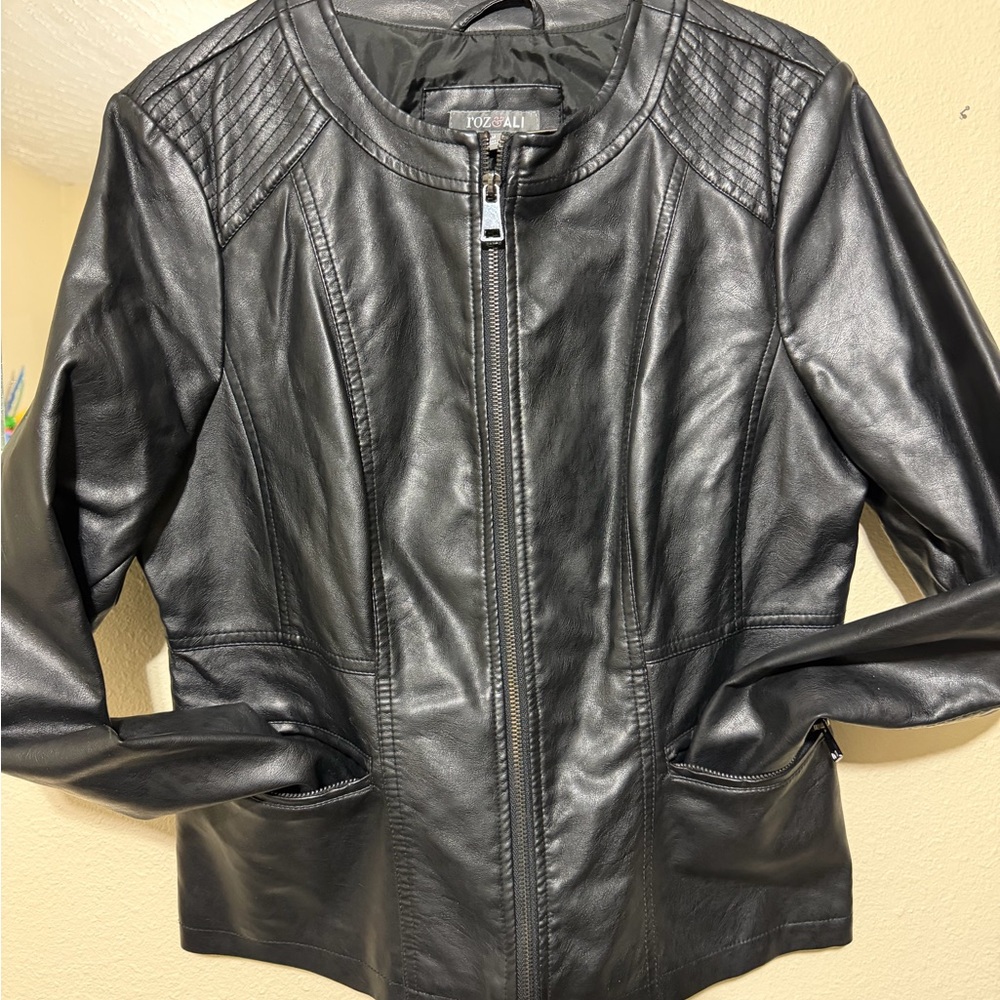 Roz & Ali no-collar Black Jacket women's Medium